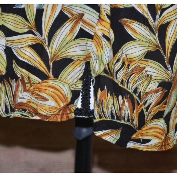 Panama Jack Women's XL Black Yellow Floral Blouse Top Linen Blend Keyhole Neck - Picture 7 of 12